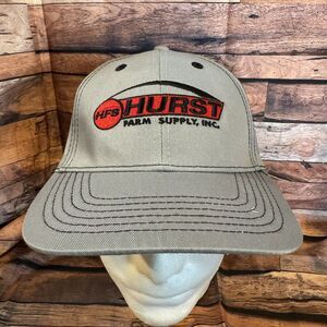 Hurst Farm Supply Hat Gray Adjustable H & L Strapback Cap Texas Flag HFS Ag